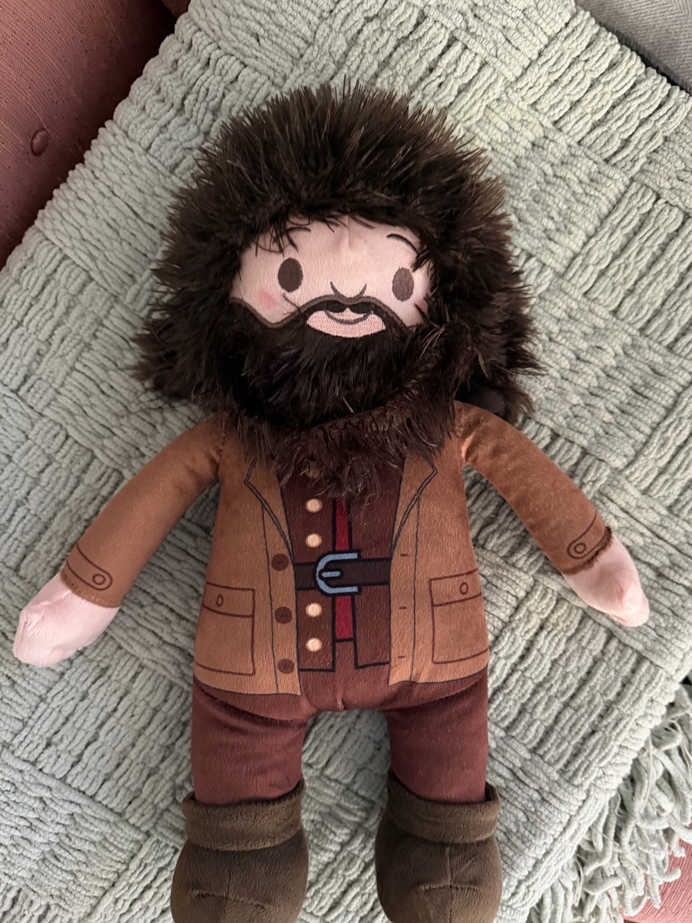 Kids Brown Hooded Plush Jacket Doll with Faux-Fur Trim